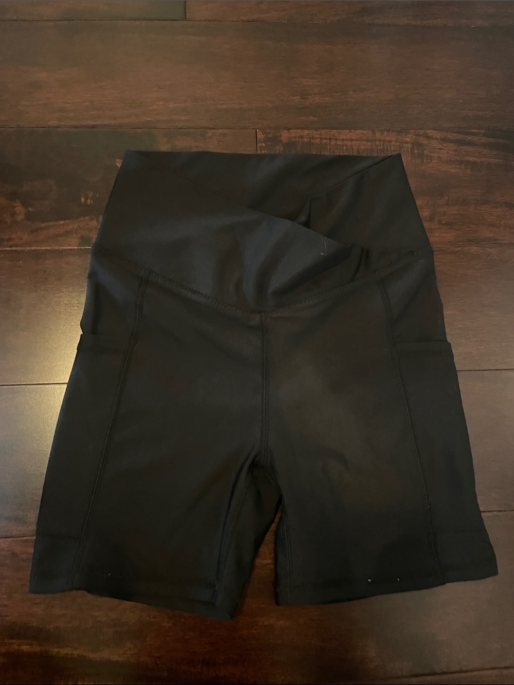 Women's Black High-Waist Bike Shorts with V-Waistband